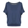 thumbnail image 2 of Weikingp Basic Tees For Women Womens Summer Tops Batwing Sleeve Oversized Solid Color T Shirt Women's Crew Neck Top Tshirts Shirts For Women Blue M Clearance！, 2 of 5