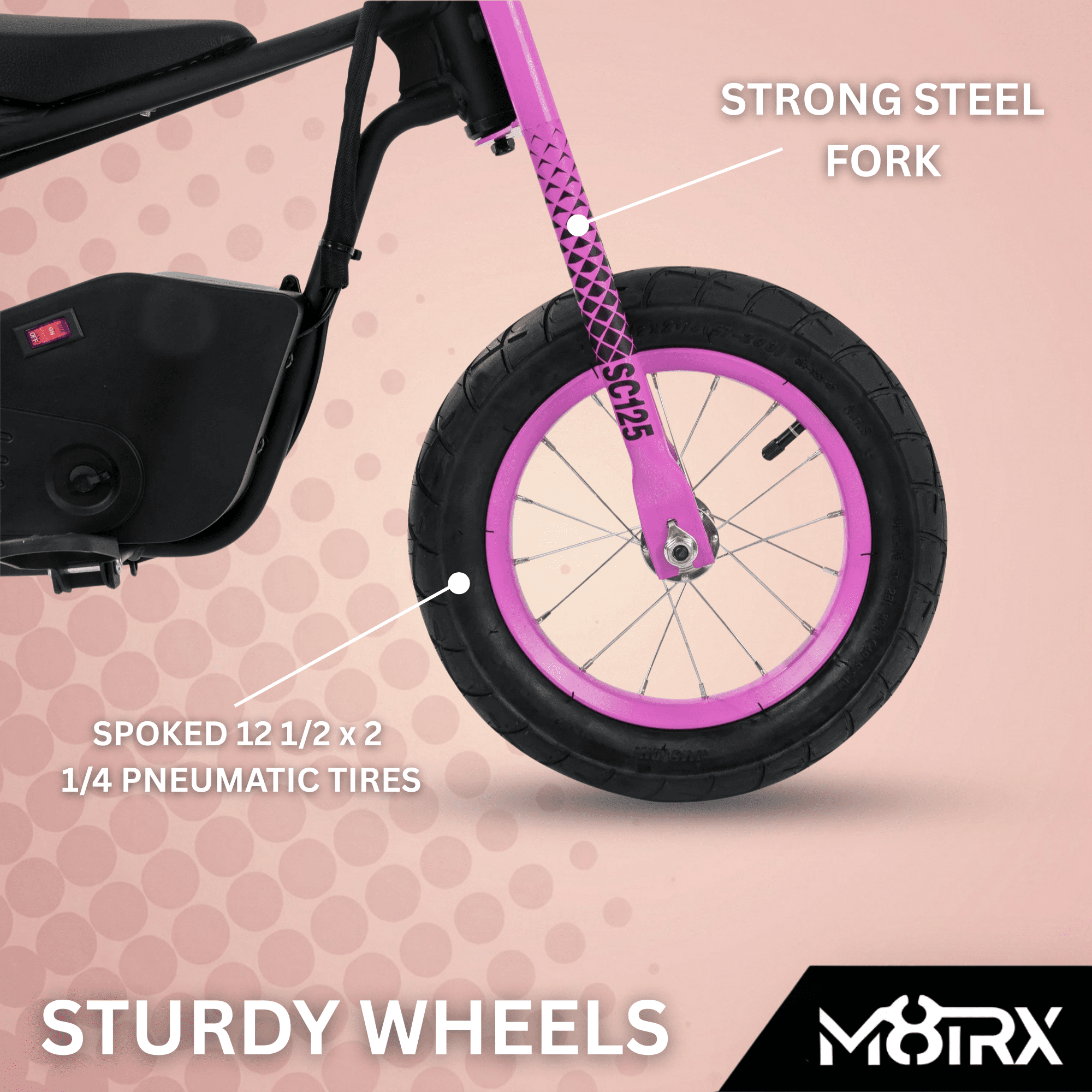 M8TRX Sports Electric Kids Street Cruiser Ride on Bike, Purple, 8