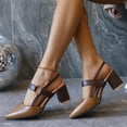 thumbnail image 6 of Miluxas Pointed Sling Back Block Heels Women's Dress Strappy Chunky Heels Shoes for Women Closed Toe Low Heel Comfortable Party Slip on Mules Pumps Brown 9.5(43), 6 of 9