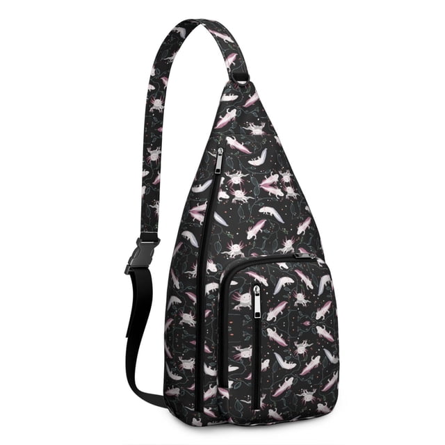 Colorful Axolotl Sling Backpack - Cute Mythical Creature Design Crossbody Bag, Fashionable Lightweight Daypack for Commuting & Shopping