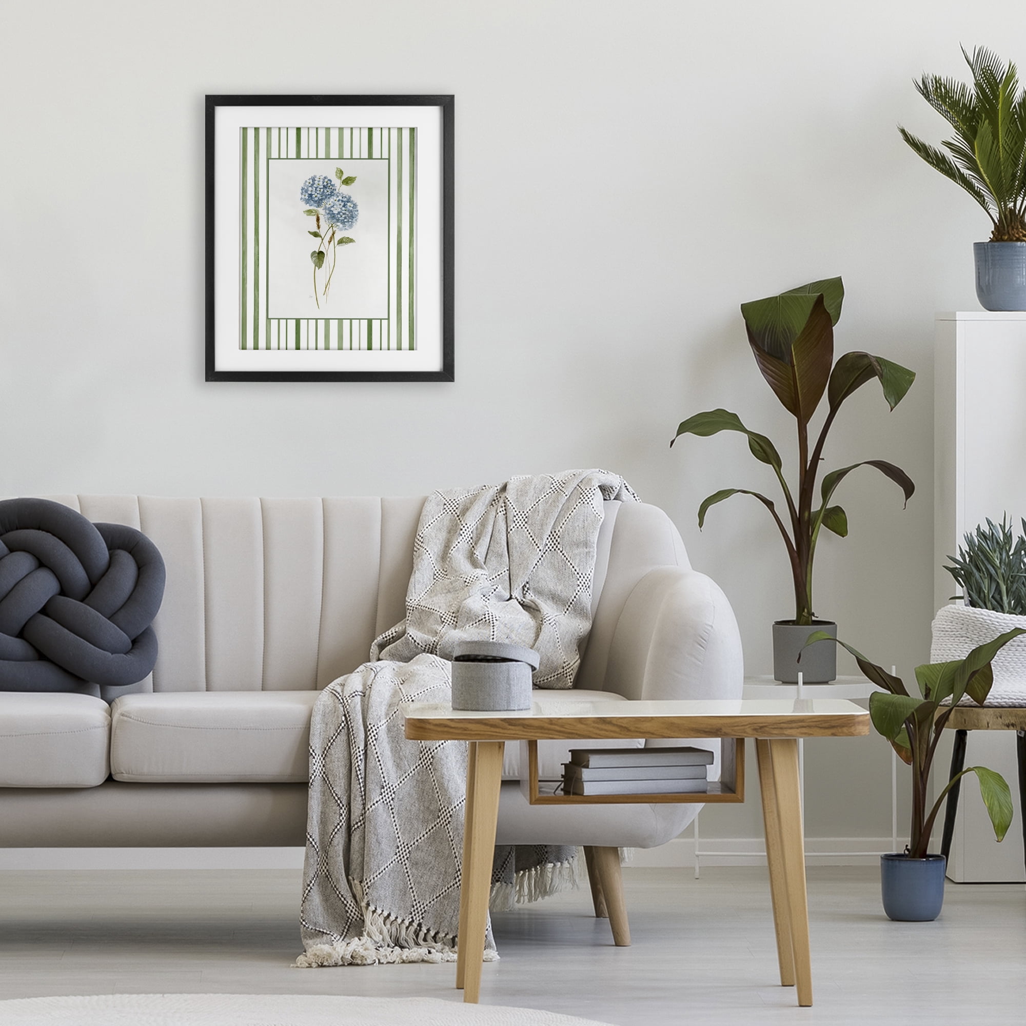 Stupell Industries Delicate Hydrangea & Dried Wheat Black Framed Print Under Glass, design by Nan