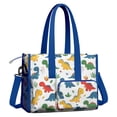 thumbnail image 2 of Teacher Tote Bag,Colorful Dinosaur and Leaf Pattern Teacher Utility Tote Bag,Large Work Tote Bags for Women with Multiple Pockets,Top Zipper Closure,13.8x10.6x6.7 Inch, 2 of 5
