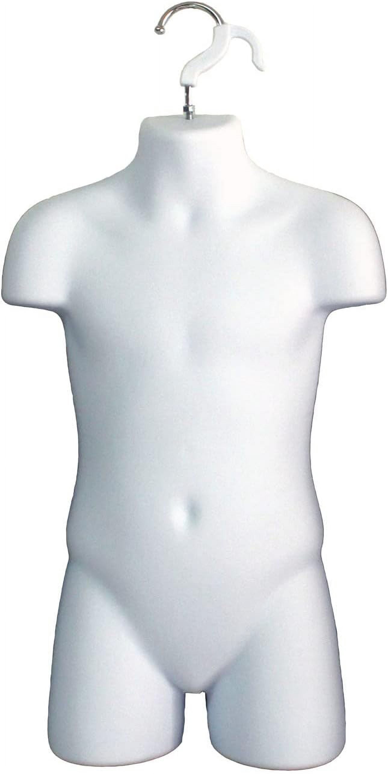 DisplayTown 10 Sets of White Child Torso Hollow Back Plastic Injection Form Mannequin & Hanging Hook, Size 5T-7
