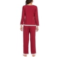 thumbnail image 3 of Hanerdun Women Pajama Set Female Sleepwear Long Sleeve Pjs, Dark Red XL, 3 of 7