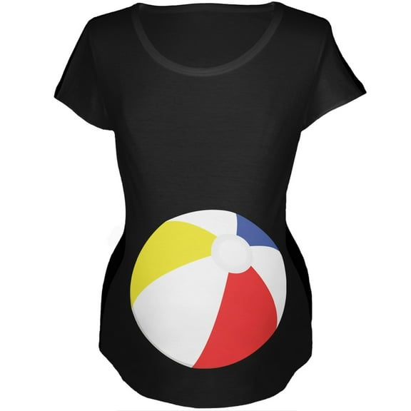 Beach Ball Summer Baby Black Maternity Soft T-Shirt - 2X-Large