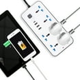 thumbnail image 2 of Graflsoa Parasurtenseur à 6 Prises avec 3 Ports USB et 1 Type‐C, Cordon d'Extension de 6 Pi, Blanc, Conception Compacte, Caractéristiques de Sécurité, Capacité de 2200 W, Options de Prise EU/US/UK, 2 of 7