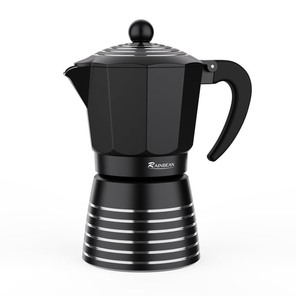 Stovetop Espresso Maker 6 Cups Moka Pot, Italian Cuban Greca Coffer Maker, Easy to Use & Clean, BLACK Espresso Coffee Percolator, Aluminum & Durable, Best Kitchen Gift