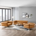 thumbnail image 2 of Tufted Armchair and Loveseat Sofa Set, Leather, Tan, Modern Contemporary Urban Design, Living Lounge Room Hotel Lobby Hospitality, 2 of 8