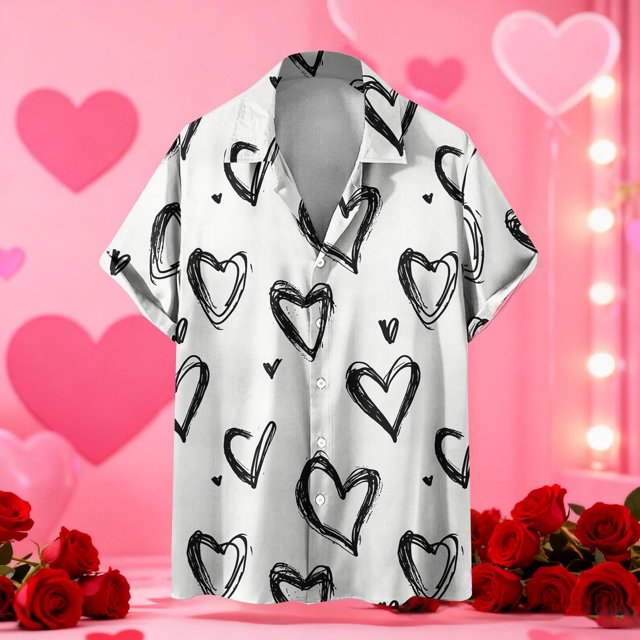 Blusa y camisa de manga corta con cuello vuelto Camisa de manga corta estampada para hombre Tops casuales con cuello vuelto Camisa Blusa Tops para hombre
