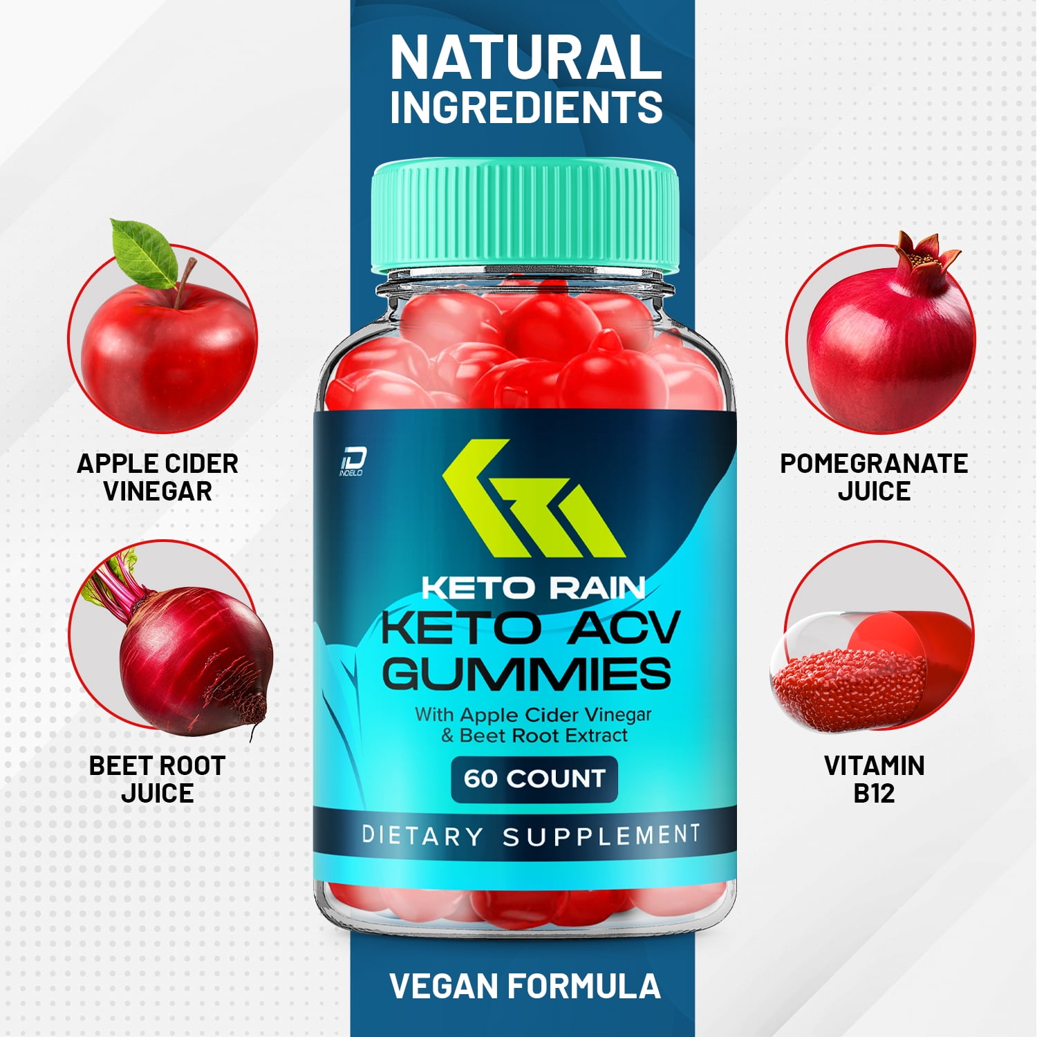 Keto Rain Keto ACV Gummies, KetoRain Apple Cider Vinegar Gummies, 2 Pack, 120 Gummies