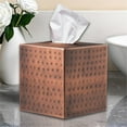 thumbnail image 6 of LZCKDPX Hand Hammered Tissue Box Cover Square, Matte Black Tissue Holder for Bathroom, Square Metal Dresser Accessories, Decorative Tissue Box Holder, Matte Black Handcrafted Tissue Cover, 6 of 9
