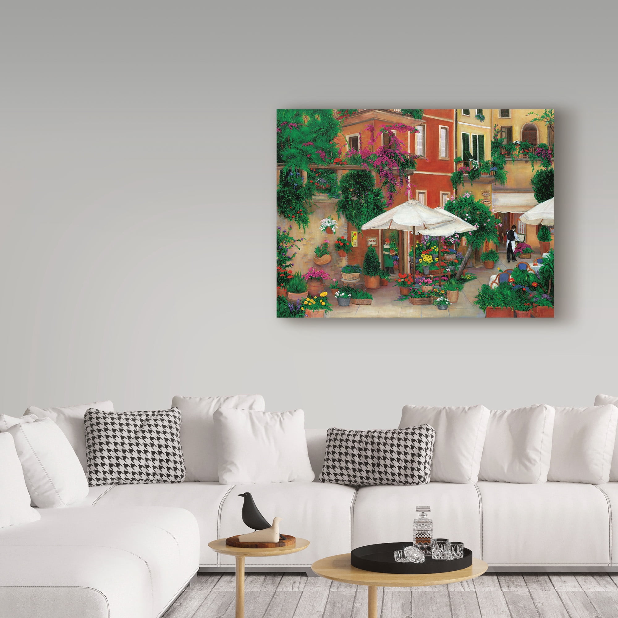 Trademark Fine Art 'Flowers By The Cafe' Canvas Art by Betty Lou