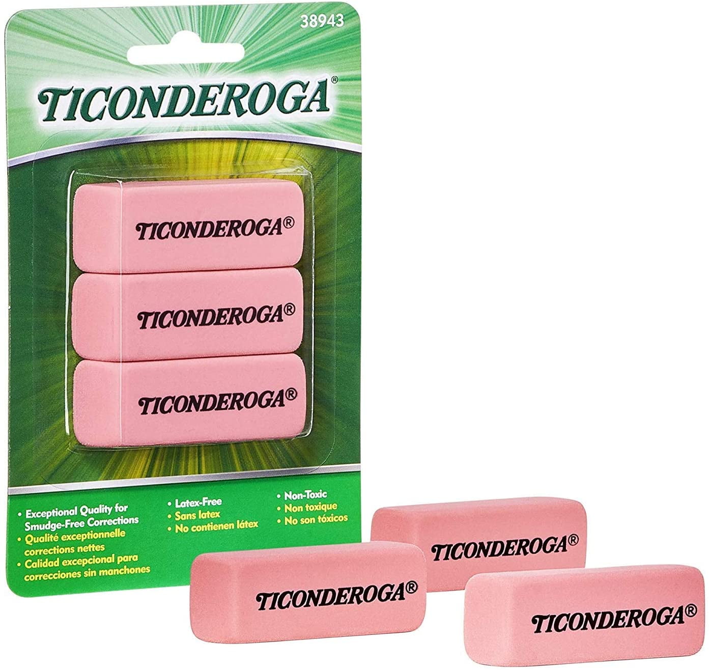 Pink Carnation Erasers 25/16 x 13/16 x 7/17 Inches Pink Wedge 38943