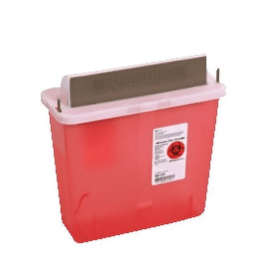In-Room Sharps Container 11 H X 10-3/4 W X 4-3/4 D Inch 1.25 Gallon Translucent Red Base / Translucent Lid Horizontal Entry Flap Lid - 85131