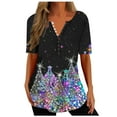 thumbnail image 2 of Women Short Sleeve Loose Fitting Fashion Christmas gift Leisure Chiffon Thin section Durable Sexy Lining Blue Trendy Short Sleeve Size S, 2 of 6
