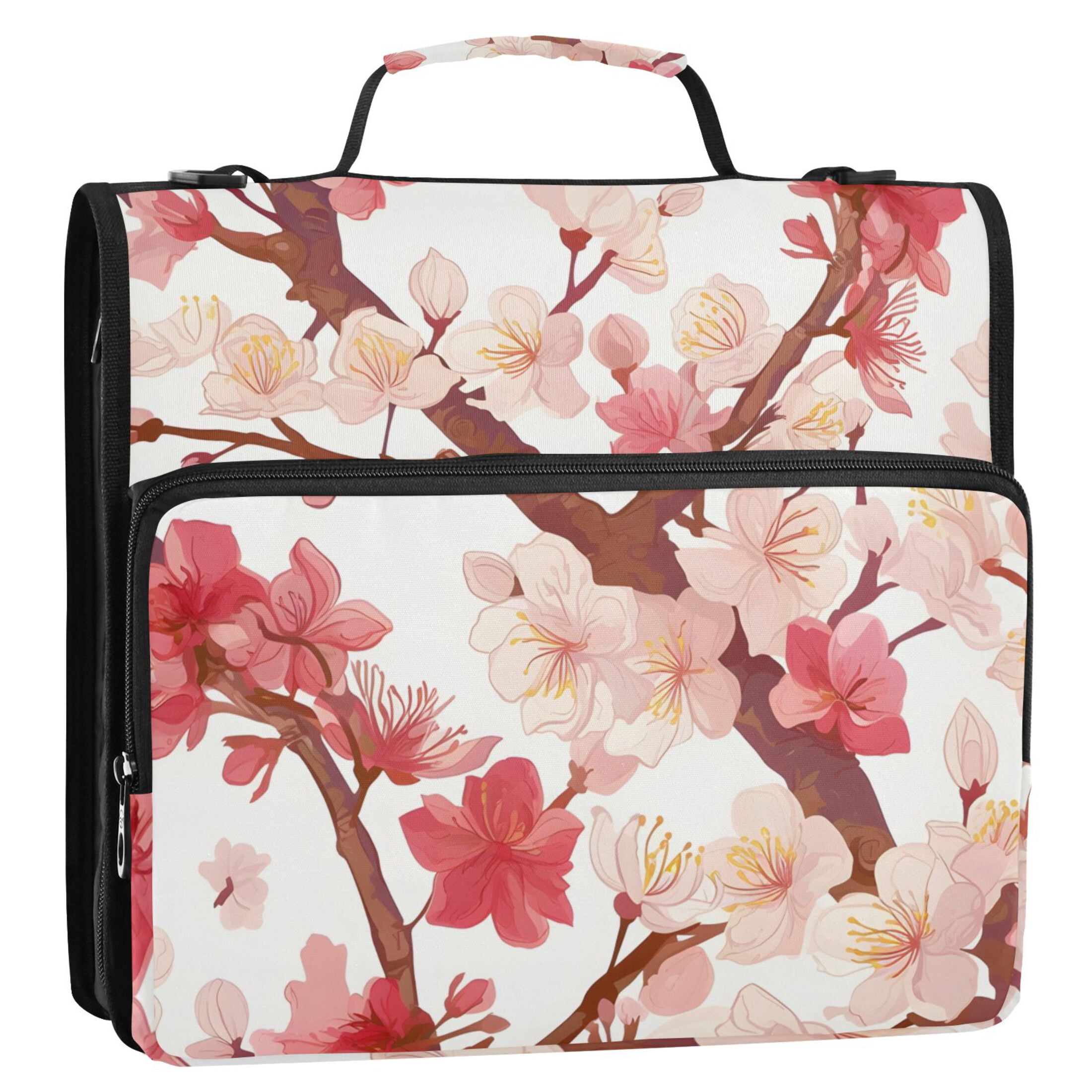 ALAZA Zipper Binder Flower on Tree 3 Ring Trapper Keeper File Folder Organizer Bag