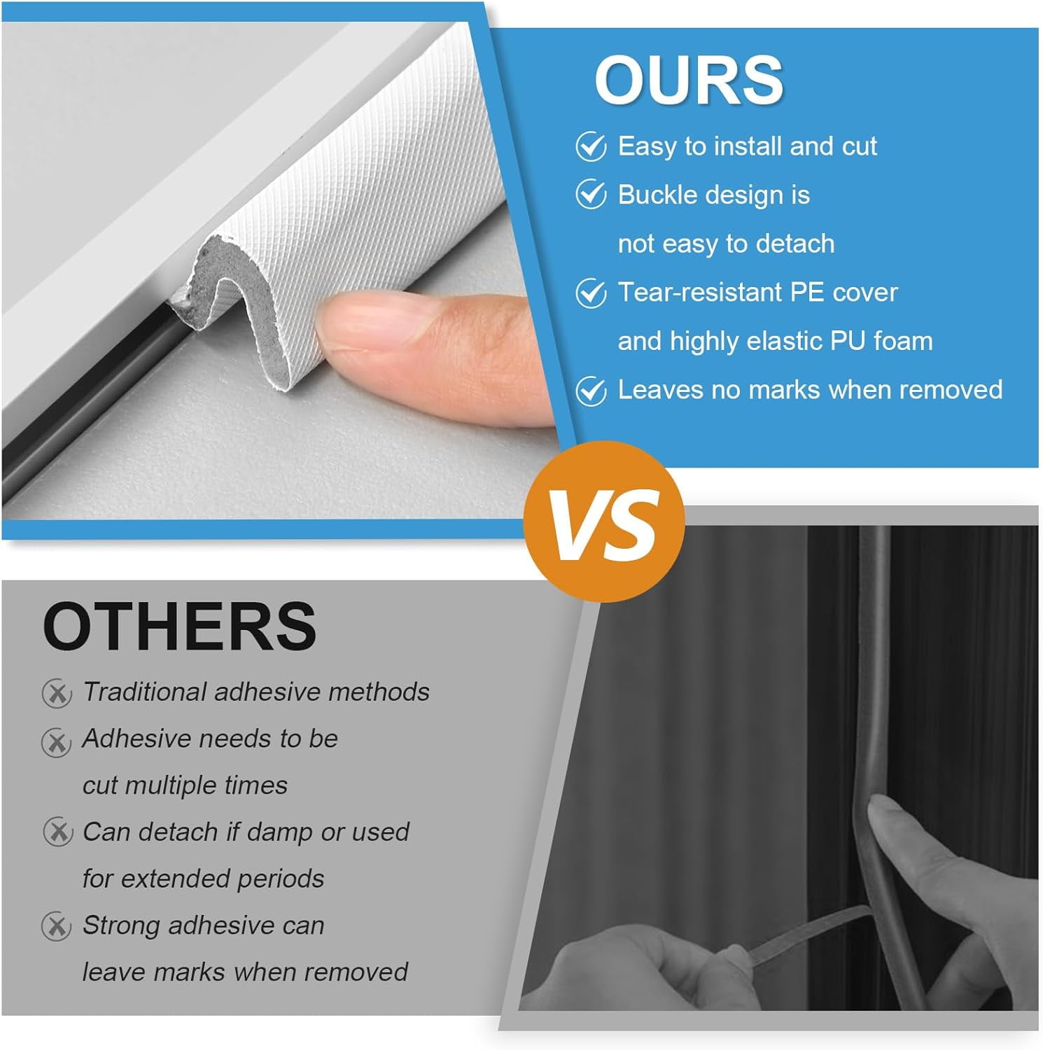 26FT Kerf Weather Stripping Door Seal - Door Weather Stripping Seal Strip for Door Frame Exterior Soundproof Weather Strips (26FT,White,4 Gaskets)