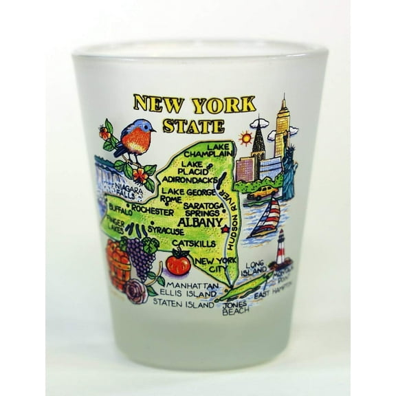 New York Map Frosted Shot Glass