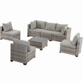 thumbnail image 4 of Howcool 7-Piece All-Weather Wicker Rattan Outdoor Patio Furniture Set,Modular Patio Conversation Furniture Set with Thick Cushions & Tempered Glass Table, 4 of 8