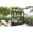 thumbnail image 4 of Yoneston Garden Wood Portable Cold Frame with Movable Wheels Mini Greenhouse with Openable Roof and Storage Box, Forest Green, 4 of 7