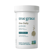 True Grace One Daily Probiotic - 60 Vegetarian Capsules - 90 Billion CFU - Gut, Digestive & Immune Health Support Blend with Prebiotic Fiber - Gluten & Soy Free - 60 Servings