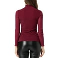 thumbnail image 3 of INSPIRE CHIC Women's Shiny Semi See Through Long Sleeve Slim Party Blouse S Red, 3 of 6