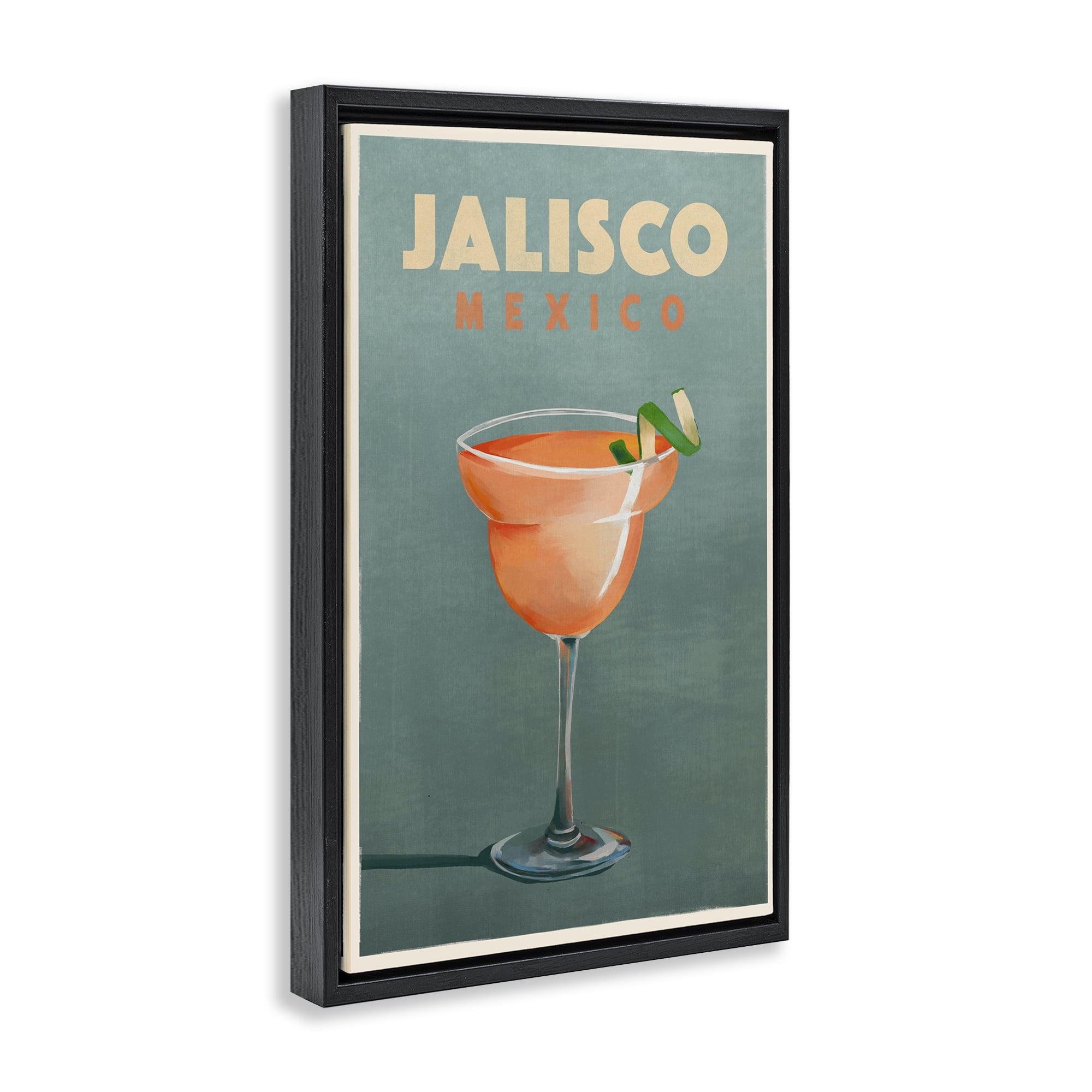 Stupell Industries Jalisco Mexico Cocktail Food & Beverage Painting Black Floater Framed Canvas Art Print Wall Art, 17 x 25