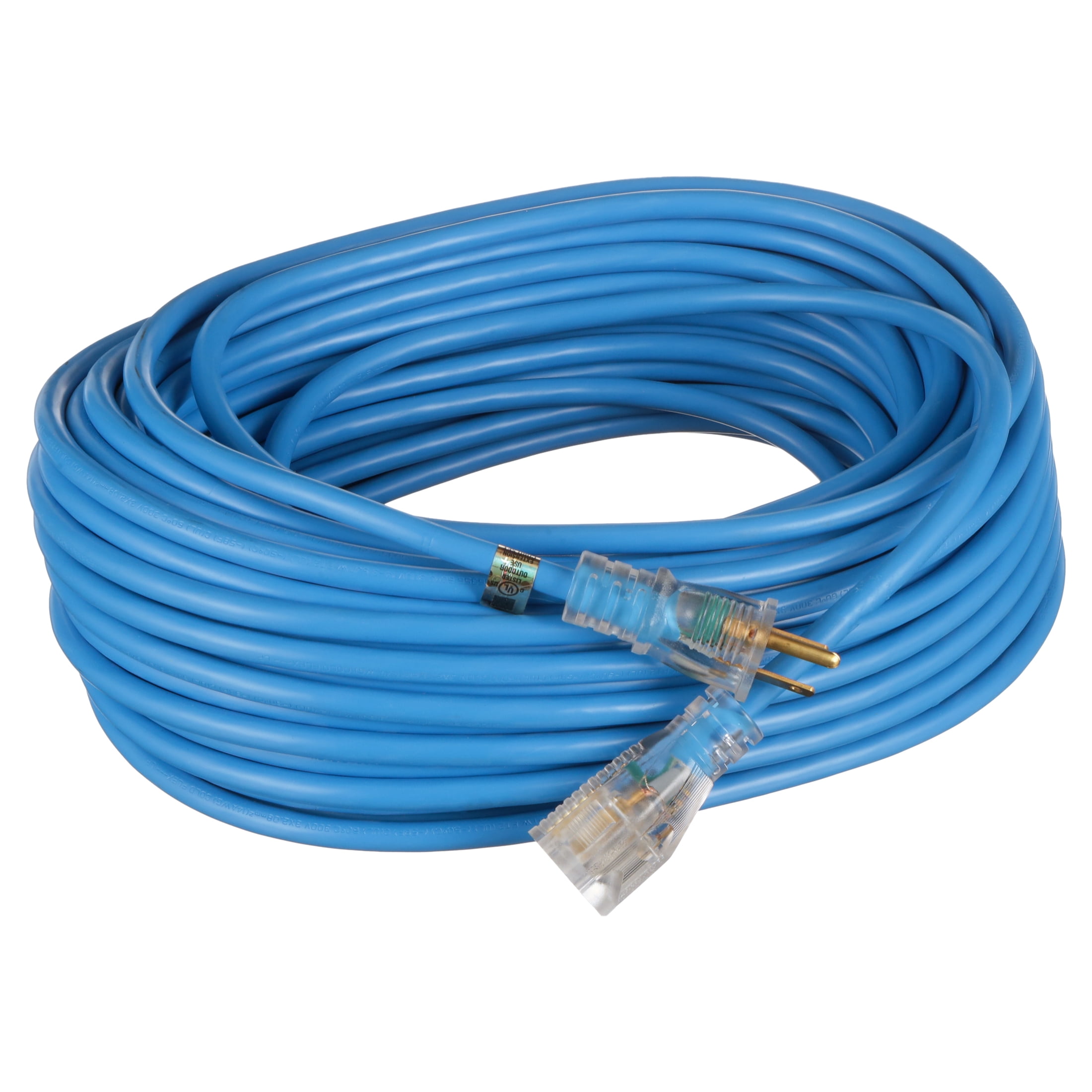 Coleman Cable 2469SW8806 14 Gauge 100 ft Blue 1 Outlet Outdoor Extension Cord