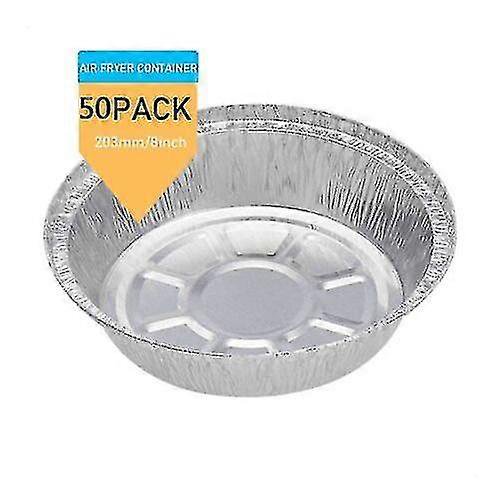 10/50pcs Air Fryer Liner Round Aluminium Trays Containers Aluminum Foil Tin Box Home