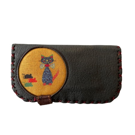 The Season Essentials Handmade Womens Vegan Wallet Water-based Print Eco Friendly Faux Leather Wallet – Anthracite, Cats and Mice