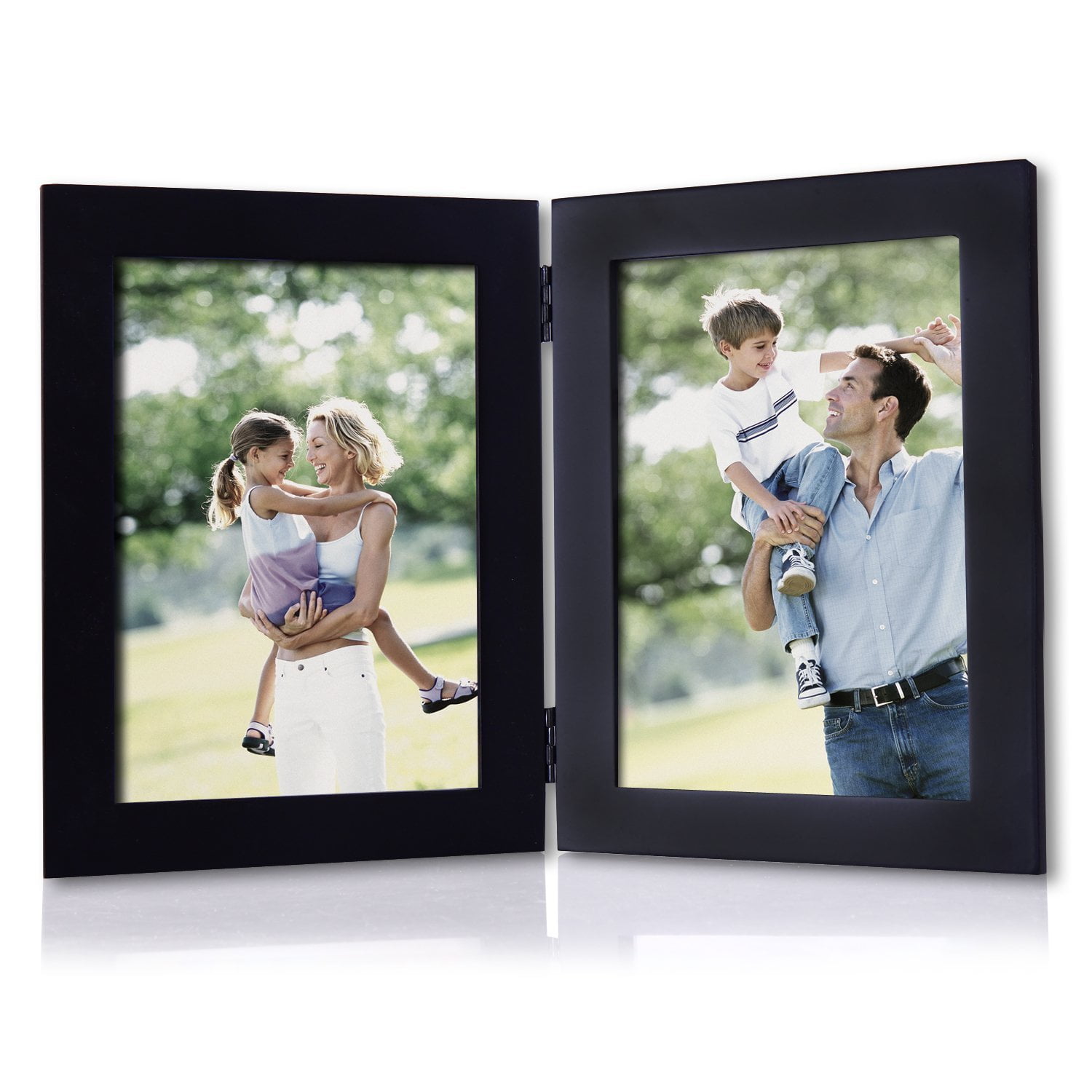 Adeco Black Wood Folding 2picture Frame