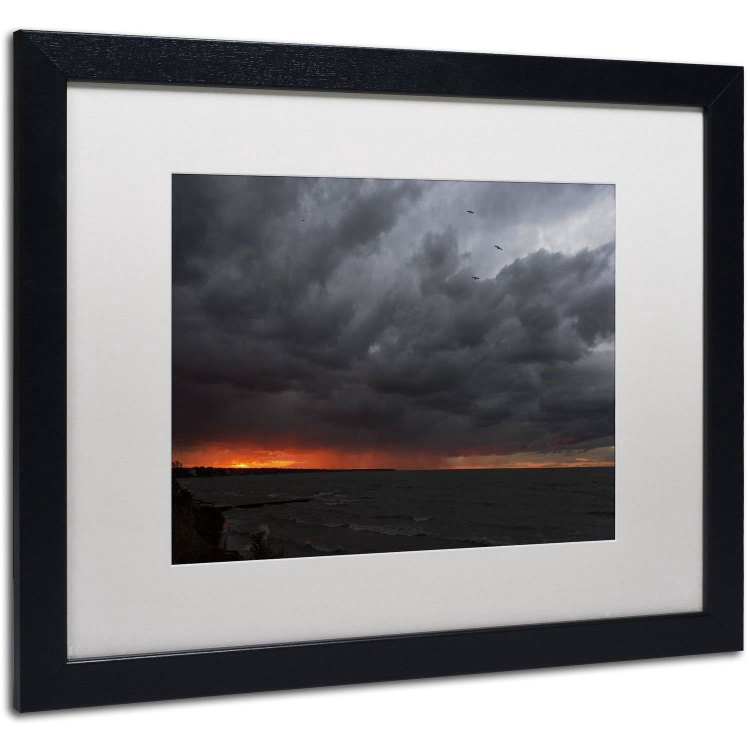 Trademark Fine Art "Stormy October Sunset" Canvas Art by Kurt Shaffer, White Matte, Black Frame