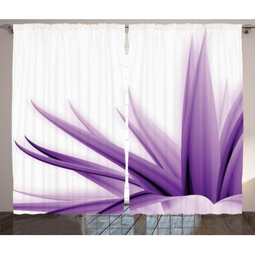 Ambesonne Flower Curtains 2 Panel Set, Purple Ombre Lotus Art, 108" x 63", Purple and White