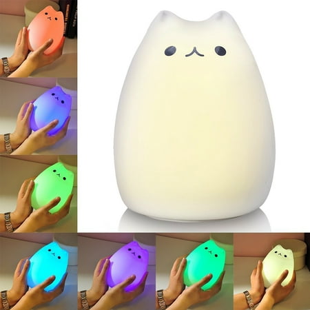 

LingStar Litake Little Cat Silicone Light for Kids Portable Silicone Colorful LED Baby Nightlight Cute Smile Cat Lamp