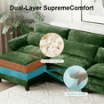thumbnail image 7 of Howcool 113" Modular Sectional Sofa , 3 Seater L-Shaped Cloud Couch with Movable Ottoman, USB Charging Ports & Side Pockets, Sectional couchs for Living Room,Chenille Fabric,Green, 7 of 7