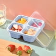thumbnail image 4 of Hiroekza Bento Lunch Box - Wheat Straw 4 Compartment Food Storage Container with Transparent Lid for Adults & Women Men, Microwave-Safe, Eco-Friendly, 8.27x2.36x2.17in Blue, 4 of 6