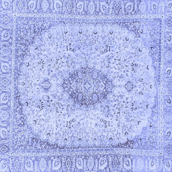 Ahgly Company Indoor Square Abstract Blue Modern Area Rugs, 7' Square