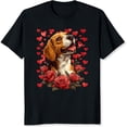 100% Cotton Beagle Dog With Red Roses And Hearts Valentine's Day Love ...