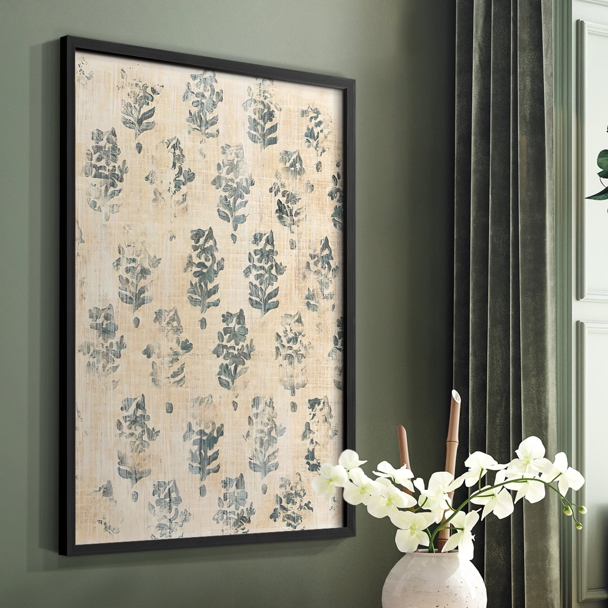 Vintage Blockprint I in Paper Solid Wood 22 x 28 Framed Print