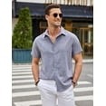 thumbnail image 2 of COOFANDY Mens Casual Dress Shirt Short Sleeve Button Up Linen Shirt Summer Clothes, 2 of 6