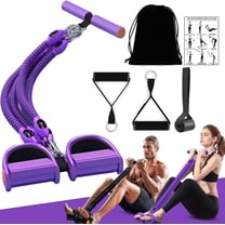 Upgrade Foot Pedal Resistance Band Adjustable 4-Tube Pedal Ankle Puller Resistance Band with Handle Multifunction Home Gym Equipment Stirrup Puller for Men Women for Full Body Exercise