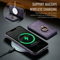 thumbnail image 7 of Dteck Magnetic PU Leather Case for iPhone 16E (2025), Compatible with MagSafe Accessory, Detachable Wallet RFID Blocking Card Holder Ring Stand Shockproof Protective Phone Case, Purple, 7 of 7