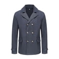 thumbnail image 6 of Mens British Trench Coat Vintage Windproof Notch Lapel Peacoat Double Breasted Jacket Coats For Men in Classic Design for Formal and Casual Occasions All Season,Navy,2XL, 6 of 8