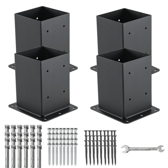 Base para postes AXWHYS 4x4, 4 unidades, interior, 9,14 x 9,14 cm, acero negro