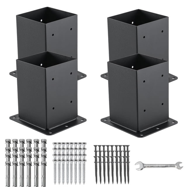 Base para postes AXWHYS 4x4, 4 unidades, interior, 9,14 x 9,14 cm, acero negro