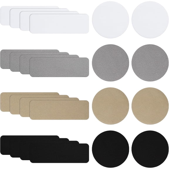 24 PCS Shoe Patches for Holes, Self Adhesive Leather Shoe Heel Repair Patch Kit, Waterproof Microfiber Leather Repair Patches for Sneakers, Boots, Mesh Shoes (4 Colors, Round & Rectangular)