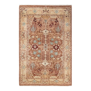 Eclectic, One-of-a-Kind Hand-Knotted Area Rug - Brown, 4' 3" x 6' 3"