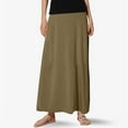 thumbnail image 6 of Women High Waist Maxi Skirt Soft Knit Loungewear Stretchy Solid Color A-Line Flowy Flare Long Skirts Khaki L, 6 of 8