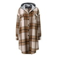 thumbnail image 6 of Trench Coat Women Sevevn Women's Casual Plaid Lapel Woolen Single-Breasted Pocketed Long Shacket Coat, 6 of 7