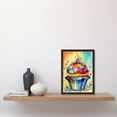 thumbnail image 2 of Cupcake With Colourful Frosting Watercolour Folk Art Painting Artwork Framed Wall Art Print A4, 2 of 4